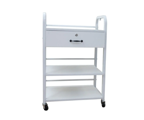 Round Metal Trolley Magnum With 3 Shelves and 1 drawer