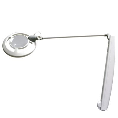 "AFMA StarLED Magnifying Lamp 3D in white with LED lighting and a 3-diopter lens."
