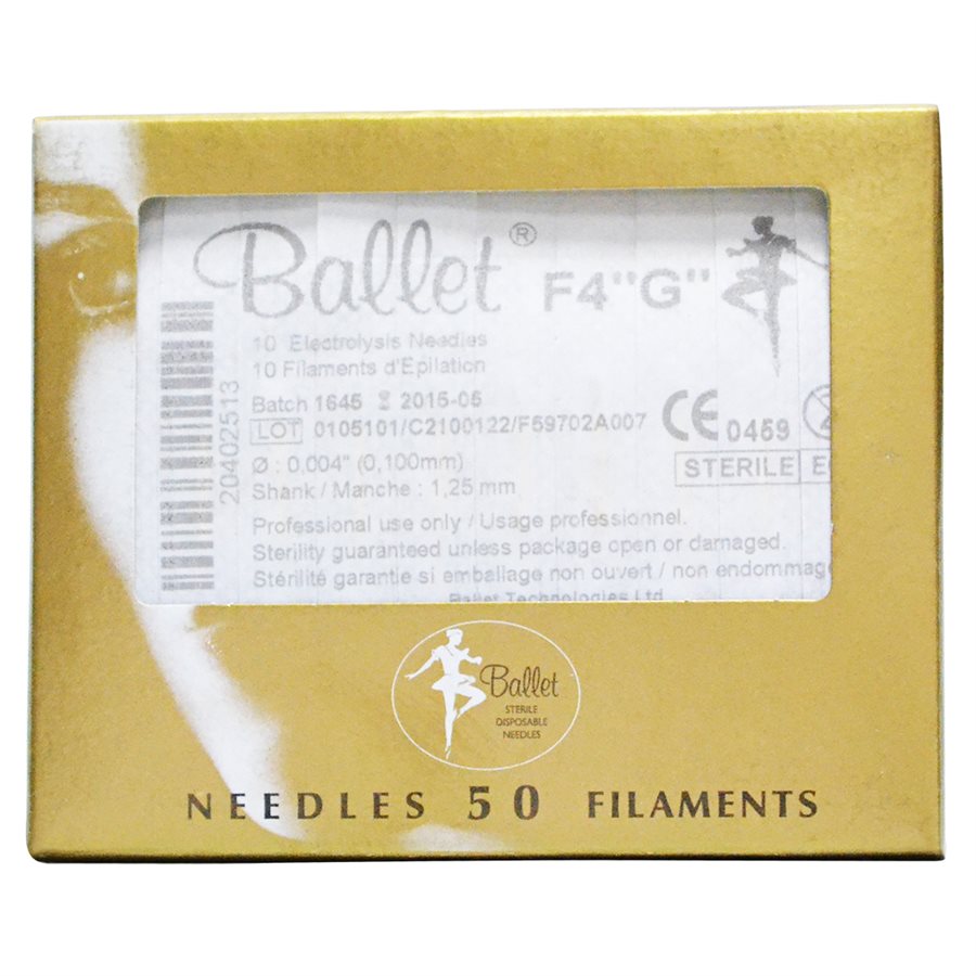 This box of 50 filaments is ideal for professional electrolysis treatments, on all skin and hair types. Choose Ballet Gold Filaments for a reliable, hypoallergenic solution. This box of 50 filaments is ideal for professional electrolysis treatments, offering durability, smooth insertion, and optimal results on all skin and hair types. Choose Ballet Gold Filaments for a reliable, hypoallergenic solution to permanent hair remoermanent hair removal. This thin Gold box has White insert 50 Gold needles inside