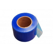 A roll of blue barrier film with perforated sheets, designed for hygienic protection during beauty and medical procedures, displayed on a clean, neutral background.