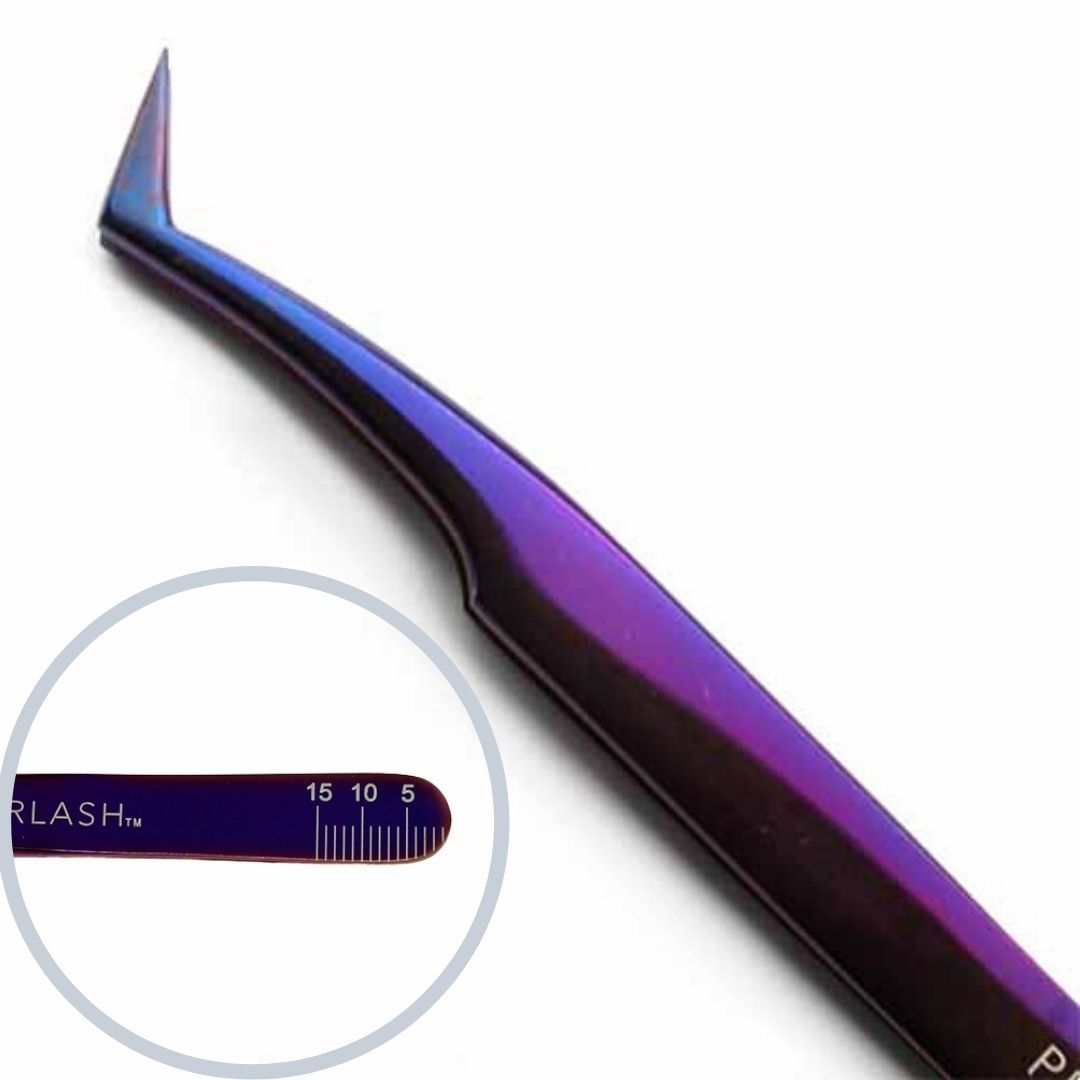 "Plasma Slim L Lash Tweezer PremierLash - A & E Beauty Supplies Purple tweezers with L shaped tip "