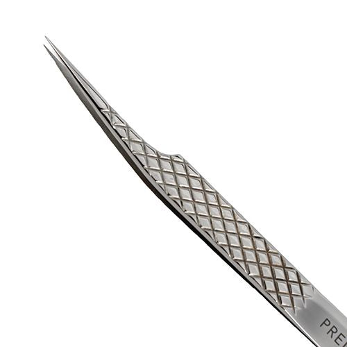 Curved Stainless Steel Lash Tweezer with Diamond Grip PremierLash - A & E Beauty Supplies