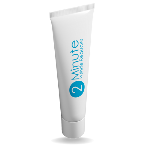 "A white bottle with a white cap. 2-Minute Wrinkle Reducer with a sleek design, ideal for reducing fine lines, wrinkles, and puffiness, available at A & E Beauty Supplies"
