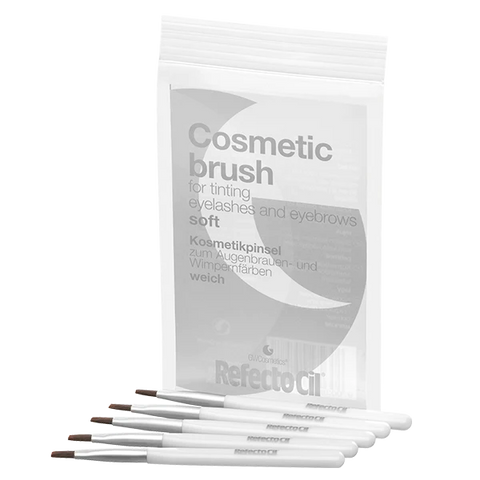 "Refectocil Cosmetic Brush for tinting eyelashes and eyebrows, soft silver brush with fine bristles for precise application of tint."