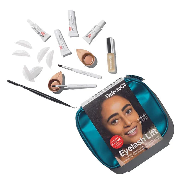 "RefectoCil Eyelash Lift Kit for creating beautifully lifted lashes with a natural curl, ideal for enhancing eye makeup looks.
- 2 x Lifting Pads S, M, L
- 2 x tubes lashperm 3.5 ml NEW appl. time 8 min!&nbsp;
- 2 x tubes neutralizer 3.5 ml NEW appl. time 5 min!&nbsp;
- 1 x bottle glue 4 ml NEW formula!
- 1 x rosewood stick
- 2 x mini-cosmetic dishes
- 2 x cosmetic brushes"