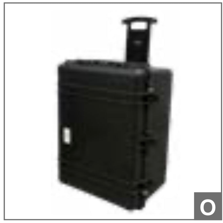 "A sturdy black case with a handle, designed to hold the SmartPro/Pur II system. The case features a smooth, textured exterior with metal corners for added durability, and an interior compartment designed to protect the equipment during transportation."