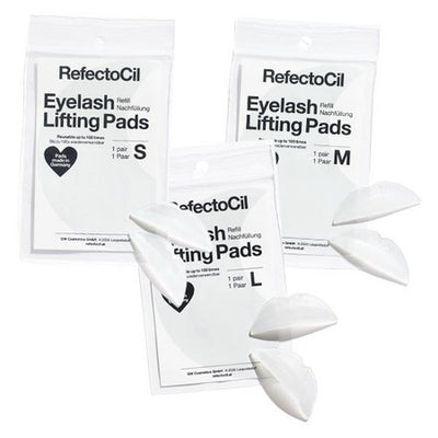 RefectoCil Eyelash Lifting Pads, perfect base for natural lash lifts. White pouch with two eye pads. 1 pair per refill. Reusable for up to 100 times.&nbsp;

Available sizes: S, M, L