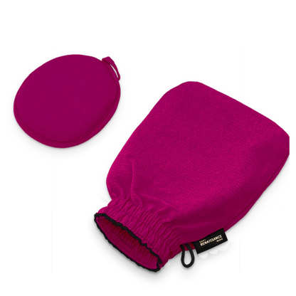 "The Renaissance Duo Body Mitt offers luxurious exfoliation and skin care for the body, with the option to add a face accessory for precision care. This versatile mitt is designed to provide a smooth, polished skin surface by gently removing dead skin cells. Available in three options. Renaissance Duo Body Mitt with optional face accessory for exfoliation and skin care, 3 options available."