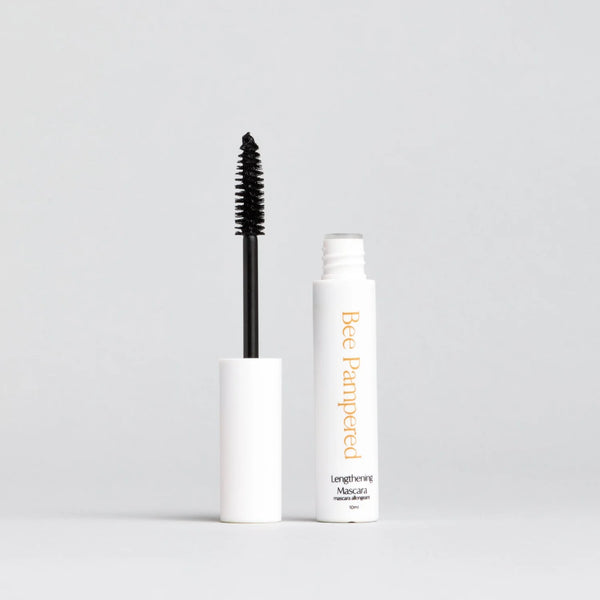 Bee Pampered Serum-Infused Lengthening Mascara by A & E Beauty Supplies, adding volume and strength for longer lashes with daily use.