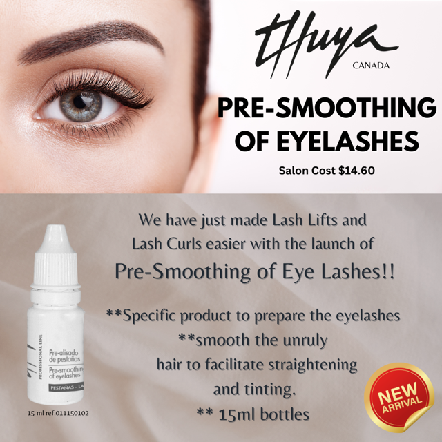 "Thuya lash Pre-Smoothing Treatment in a 15ml bottle, used for conditioning and prepping lashes for lamination and shaping procedures."