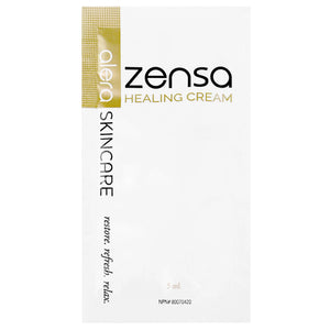 Zensa Healing cream Clinically proven  reduce itching, minimize scarring, treat skin conditions, easy recovery post-procedure. Vegan, steroid  cruelty-free relief, eczema medicinal-grade and all natural ingredients. Calendula and grapefruit oil are proven to reduce irritation and speed up healing
Shea butter and cucumber extract soothe and hydrate the skin
Includes sunflower seed oil to brighten your tattoo Ad is for one 5 ml Zensa pouch after bikini wax, micro needling, rosacea, psoriasis