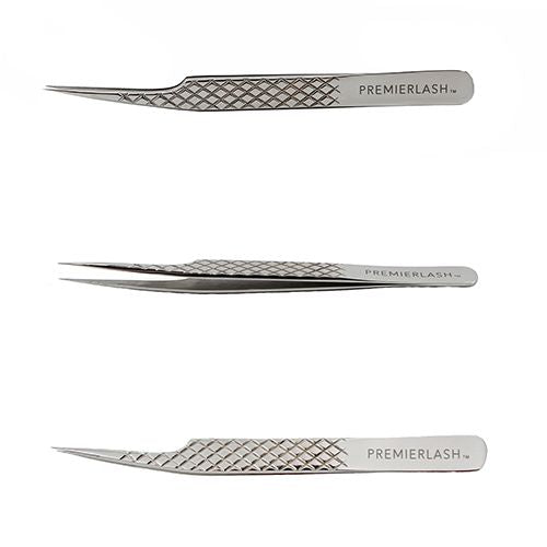 Curved Stainless Steel Lash Tweezer with Diamond Grip PremierLash - A & E Beauty Supplies