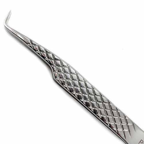 "90º Stainless Steel Lash Tweezer with 9mm Tip and Diamond Grip 4.7, 12cm PremierLash - A & E Beauty Supplies"
