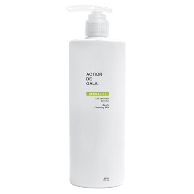 "A bottle of Dermaliss Cleansing Milk (34-1130) with a sleek design, formulated to gently cleanse and hydrate skin, available at A & E Beauty Supplies"