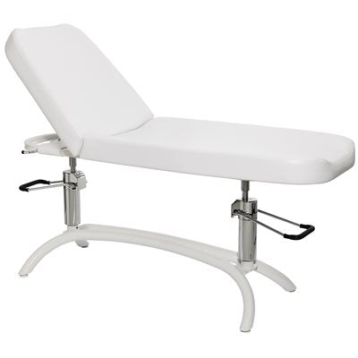  "Astra I Deluxe Hydraulic Treatment Table, adjustable height and backrest for beauty treatments."