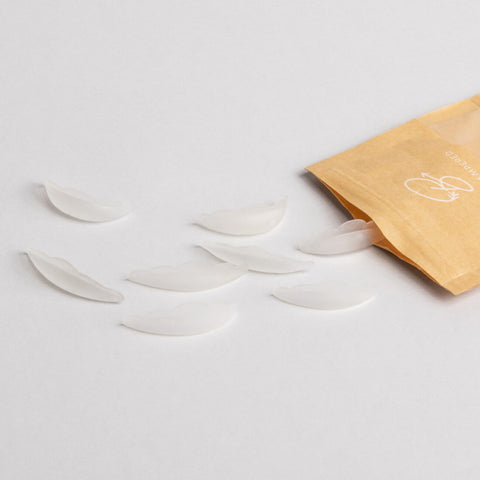 'Bee pampered Silicone Lash Shields, designed for lash lifting and perming, displayed in a pack of various sizes, shown on a clean, neutral background."