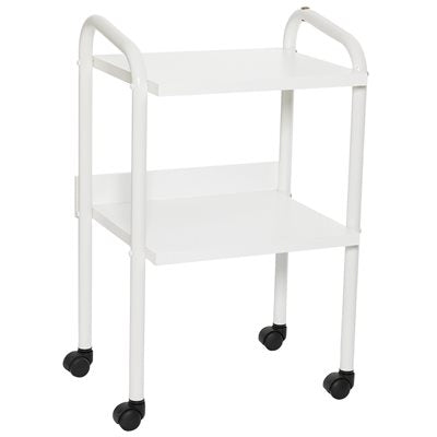 "Constella Duo Cart with 2 shelves in white, offering organized storage for beauty tools, equipment, and accessories."