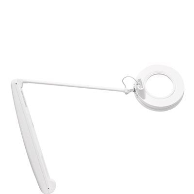 "AFMA Evolution 3D Magnifying Lamp in white with LED lighting and adjustable arm."