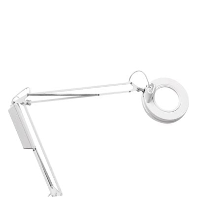 "AFMA magnifying lamp 5D in white with 5-diopter magnification and LED lighting for professional beauty treatments."