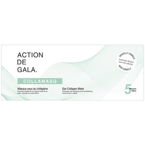 "Collamasq Eye Contour Mask by Action de Gala, 5-pack for rejuvenating and hydrating the eye area. it reduces puffiness, fine lines, and dark circles for a refreshed, youthful appearance."
