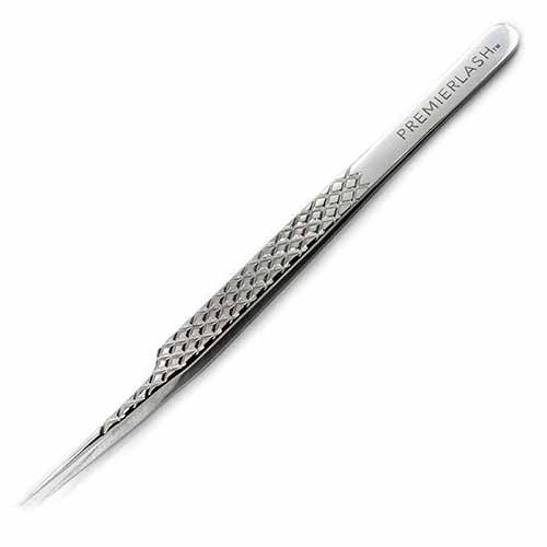 Curved Stainless Steel Lash Tweezer with Diamond Grip PremierLash - A & E Beauty Supplies