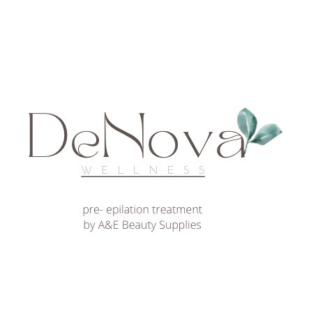 "Denova Wellness Pre-Epilatory Solution, a skin-cleansing and priming product for hair removal treatments, available at A & E Beauty Supplies"
