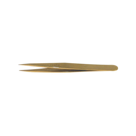 "Quality tweezers. Gold-plated stainless steel for hypoallergenic skin. Good for those with nickel allergy. "Gala Tweezer OC 9cm (06-101) from A & E Beauty Supplies – precision tweezers for professional use"