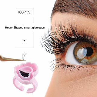 "Heart Shape Blooming Adhesive Rings Qty. 100 PremierLash - A & E Beauty Supplies Glue holder ring on finger for lash glue"