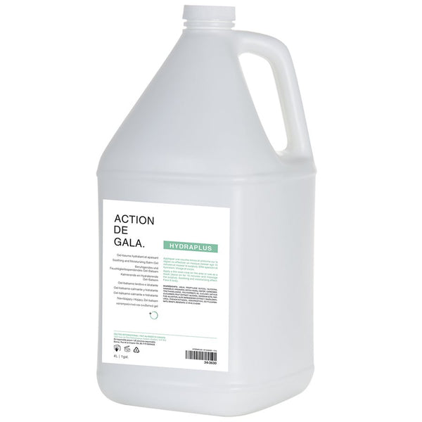4L bottle of Hydraplus Refreshing Moisturizing Balm Gel, a lightweight hydrating gel for smooth, radiant skin, deeply moisturizes while soothing and refreshing tired skin. Ideal for professional facials or daily skincare routines, it promotes a smooth, radiant, and revitalized complexion. Available at A & E Beauty Supplies