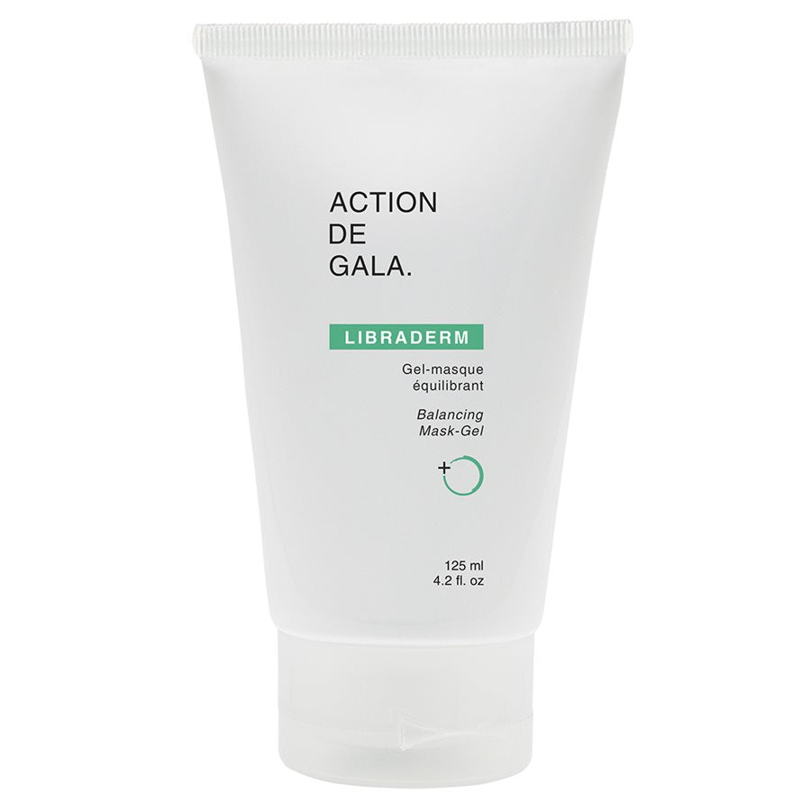 "A 125ml bottle of Libraderm Balancing Gel Mask by Action de Gala, a soothing and hydrating formula for oily and sensitive skin, ideal for facials and daily skincare, available at A & E Beauty Supplies"
