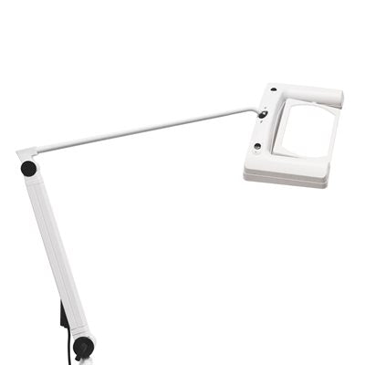 "Omnivue Max LED 3D magnifying lamp with 3-diopter magnification and energy-efficient LED lighting for professional beauty treatments."
