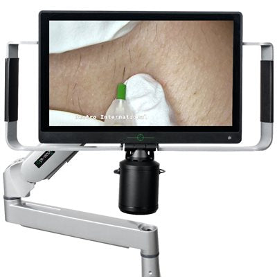 "The Opti-Vizion 13"  camera and screen HD Flip 40X/33" Ext G3 is a cutting-edge magnification and visual aid device, designed for precise work in beauty and skincare applications. Offering a 13-inch high-definition display and up to 40x magnification."