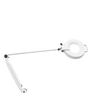 "RLL Max 4D magnifying lamp 43.5 inches in white with 4-diopter magnification and LED lighting for professional beauty treatments."