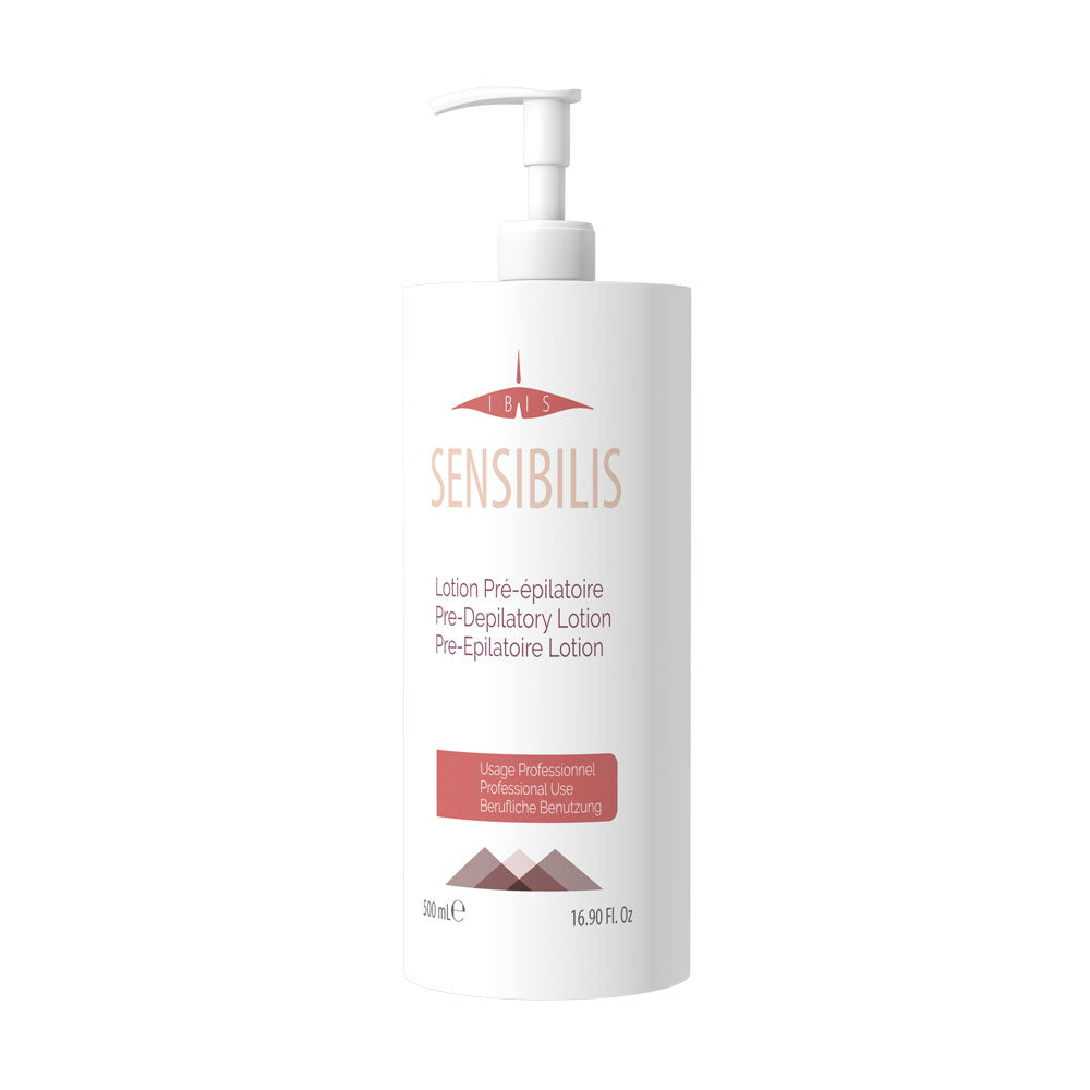 "Sensibilis Pre-Depilatory (Pre hair removal) Lotion, a gentle cleansing lotion for sensitive skin, ideal for Electrolysis and laser. Available at A & E Beauty Supplies"