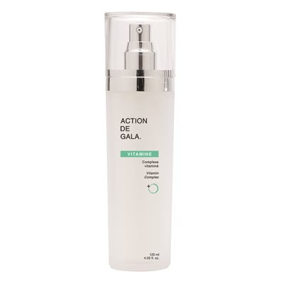 "A bottle of Vitamine, Vitamin Complex Lotion by Action de Gala, a nourishing lotion packed with vitamins to hydrate and restore skin balance, available at A & E Beauty Supplies"