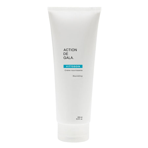 "A 200ml tube of Vittosoin Nourishing Cream by Action de Gala, a rich and hydrating cream designed for dry and sensitive skin, available at A & E Beauty Supplies"
